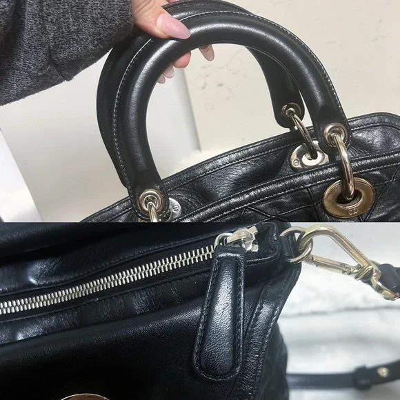 Authentic Dior Gorgeous Black Medium Leather Cannage Granville Bag - Picture 7 of 16